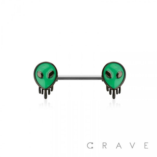 316L SURGICAL STEEL ALIEN FACE MELT NIPPLE RING