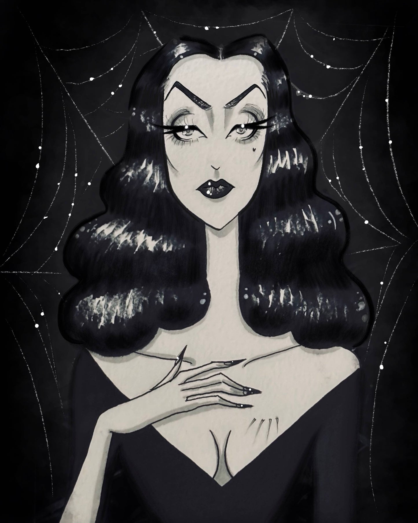 "Vampira" Gothic Halloween Classic Horror Fine Art Print