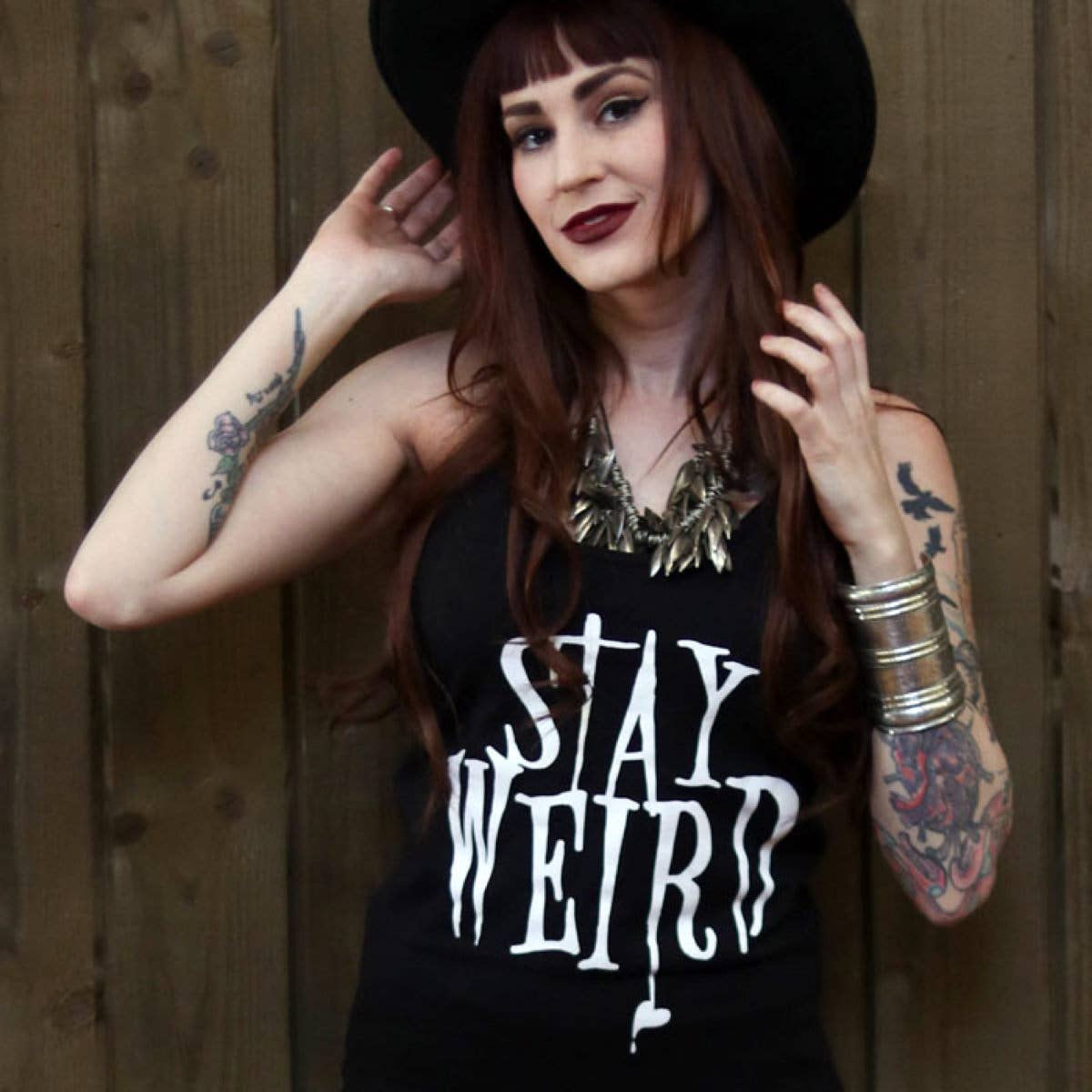 Stay Weird Fitted Tank – Goth With Glitter
