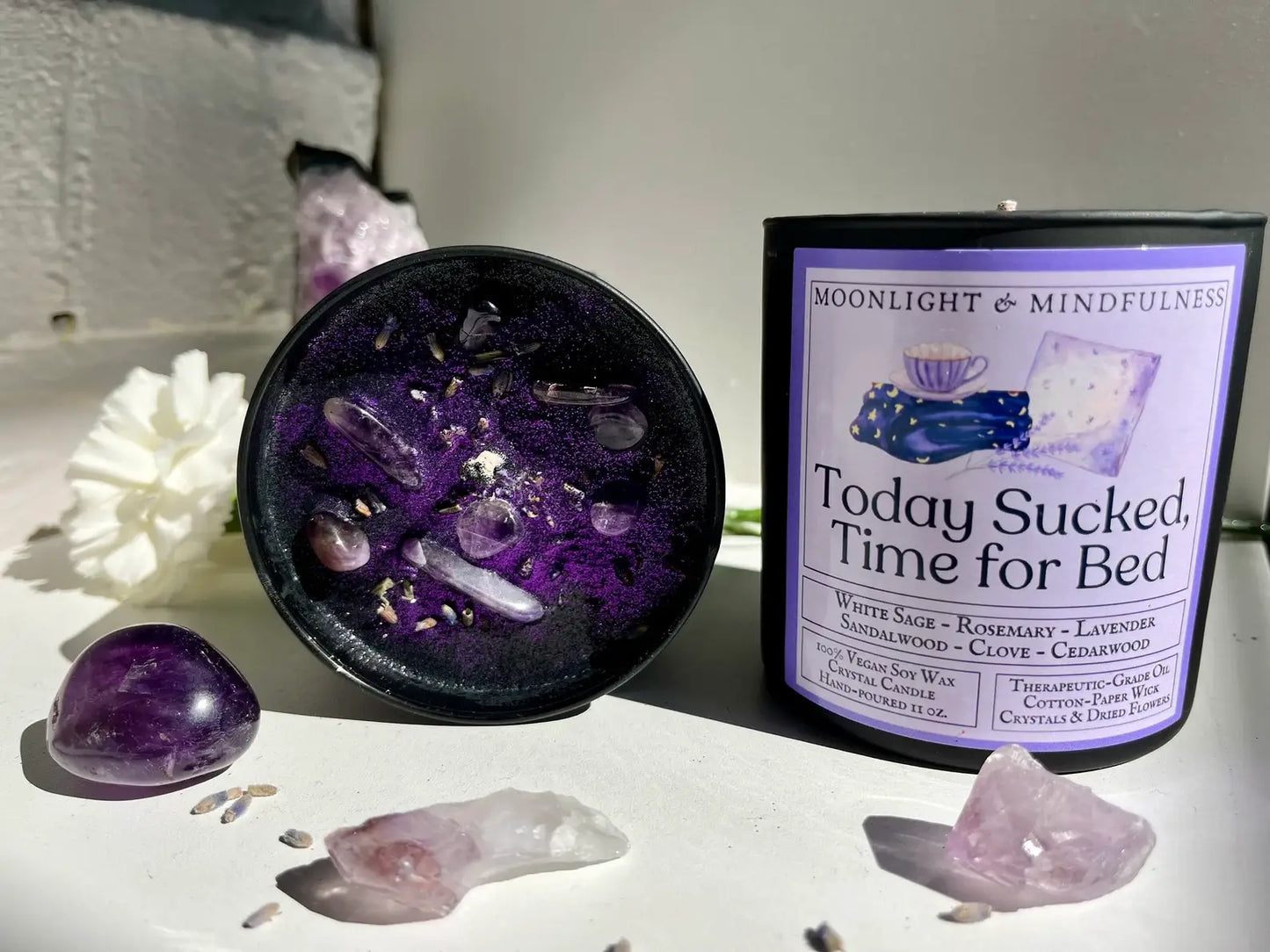 Today Sucked, Time For Bed Lavender White Sage Soy Candle