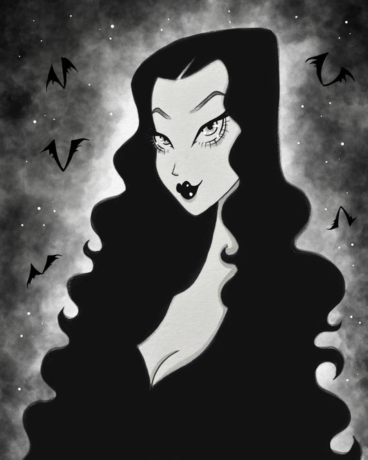 "Morticia" Gothic Halloween Classic Horror Fine Art Print