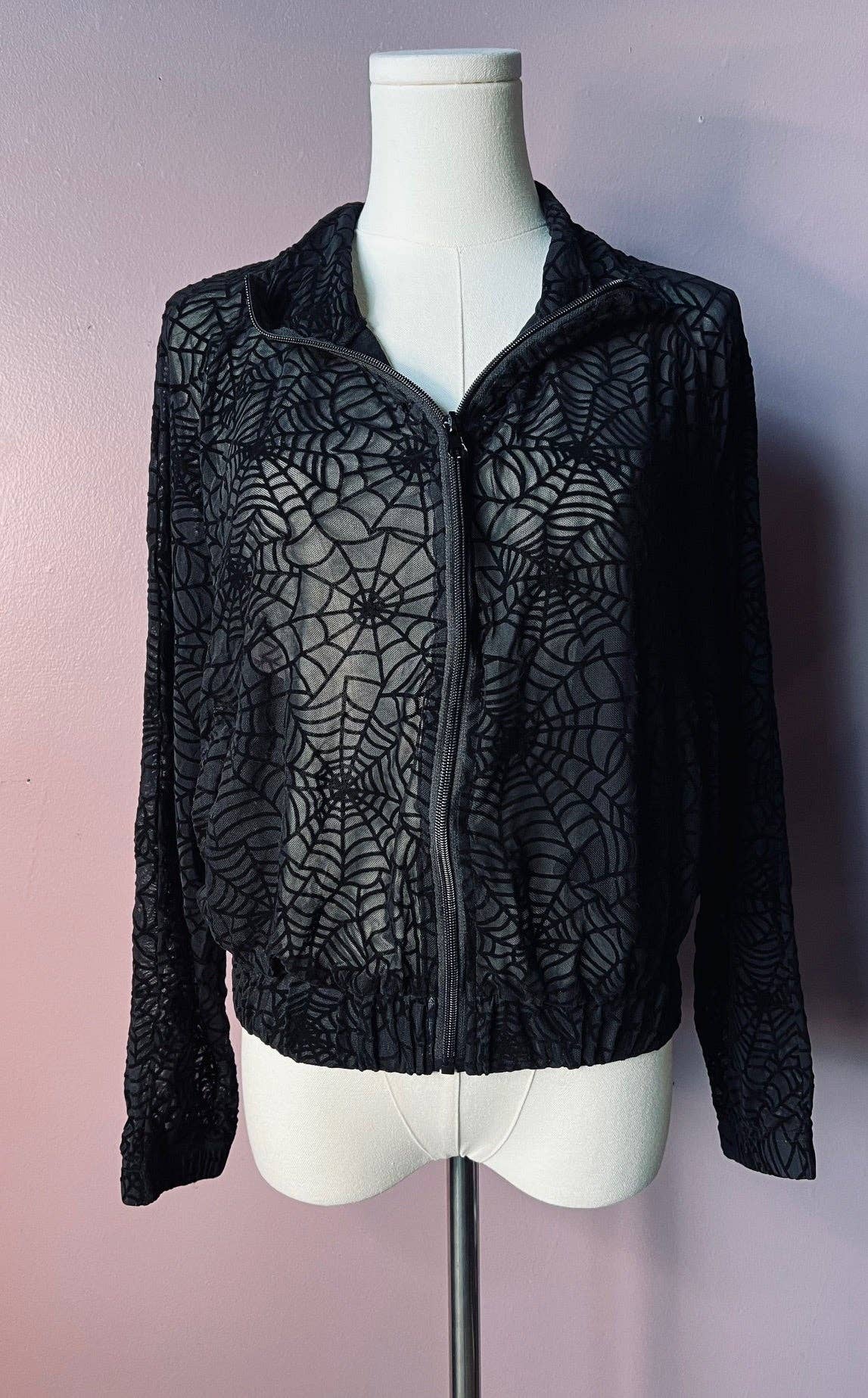 The SINFUL Track Suit Set - WEBS - Sheer Velvet Flocked Web Track Jacket & Jogger Set - PRE-ORDER