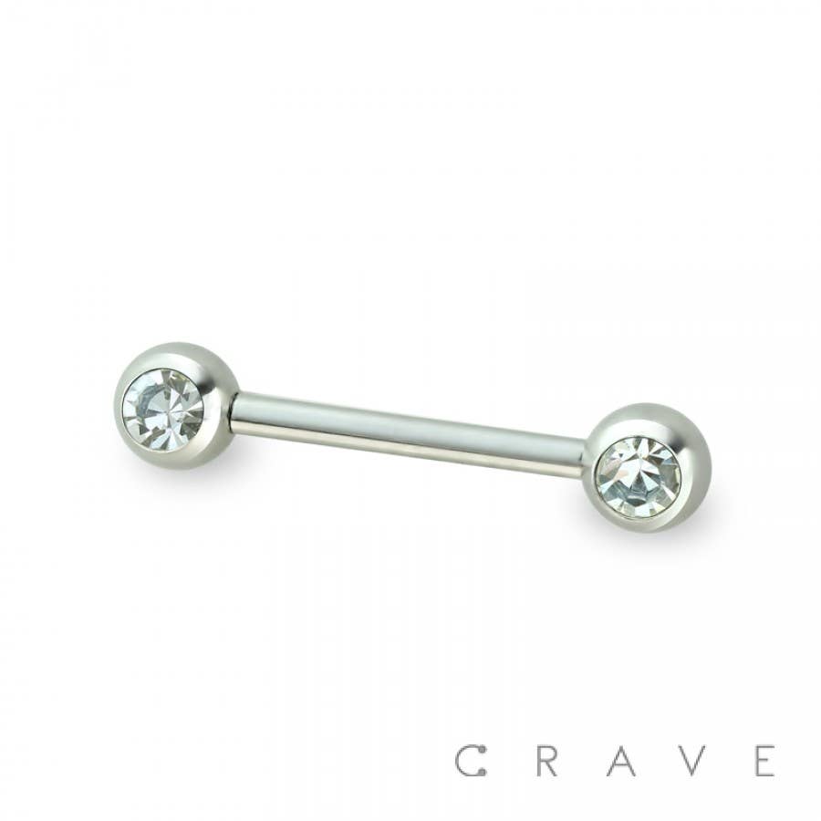 DOUBLE FRONT-FACING GEM 316L SURGICAL STEEL NIPPLE RING