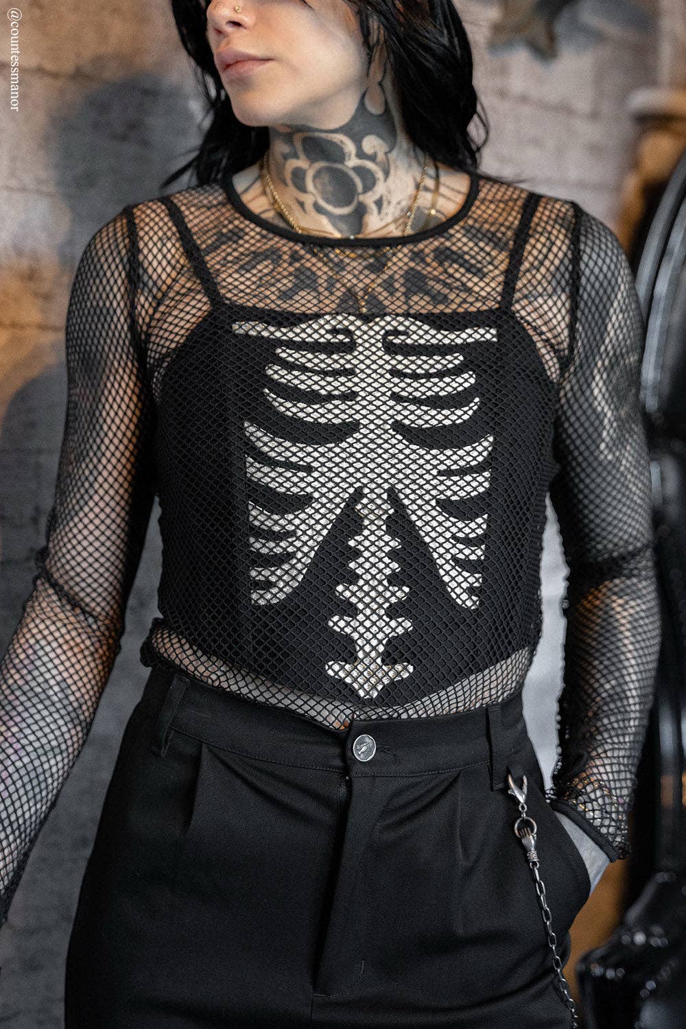 Moonshade Fishnet Thumbholes Top