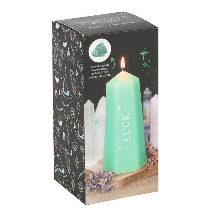 Luck Crystal Candle with Rough Green Aventurine