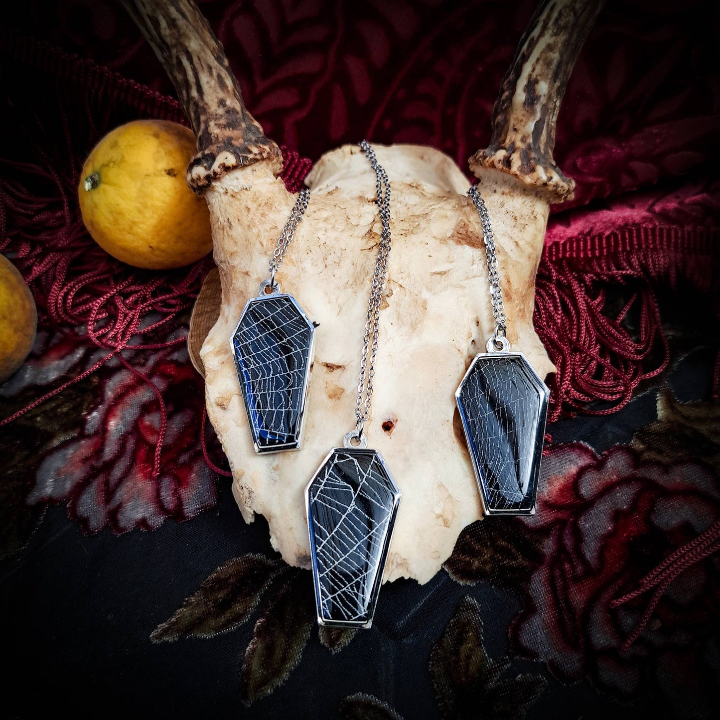 Real Spiderweb Coffins Silver (Necklace)