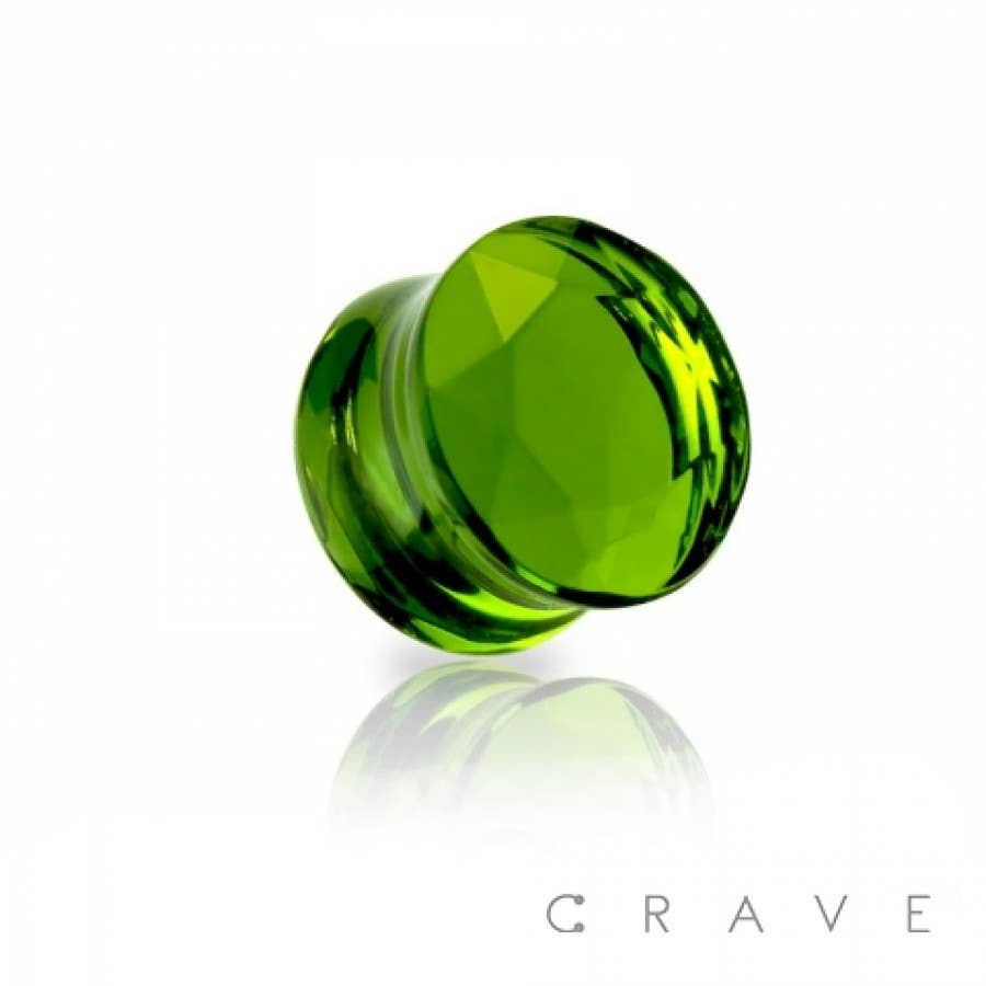 FACETED GLASS CUT DOUBLE FLARED PLUG