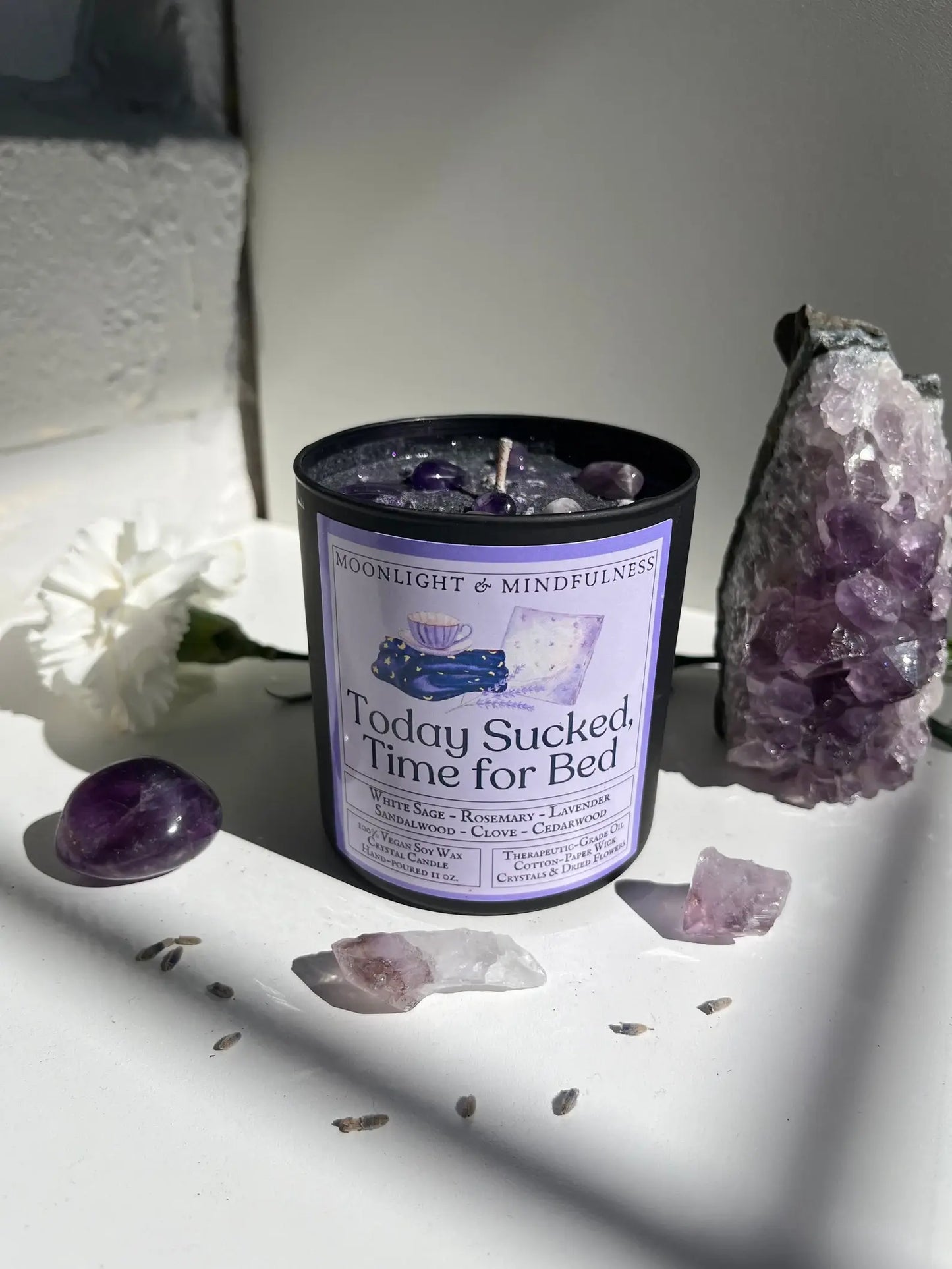 Today Sucked, Time For Bed Lavender White Sage Soy Candle
