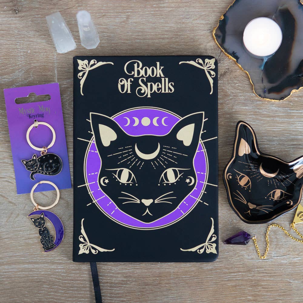 Mystic Mog Black Cat Book of Spells A5 Notebook