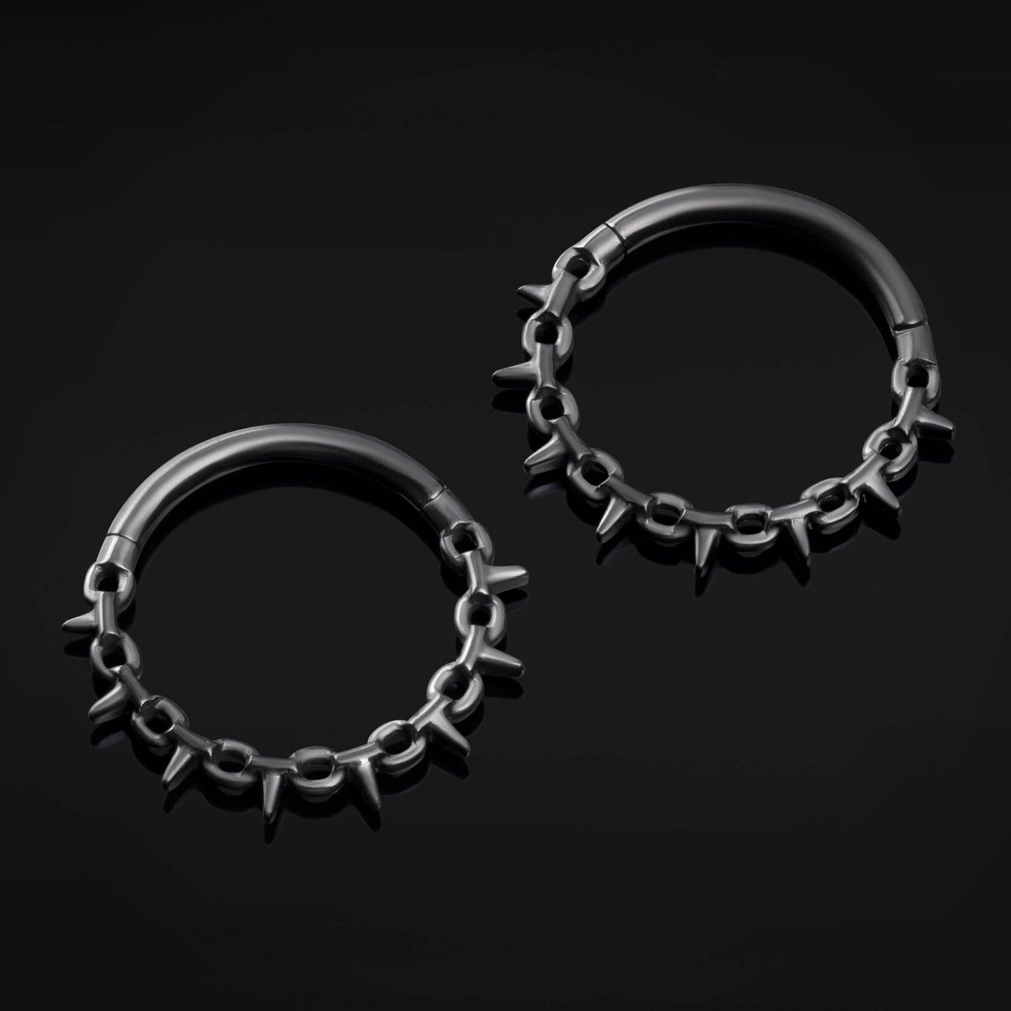 Black Spiked Chain ASTM F136 Titanium Segment Clicker Septum Nose Ring