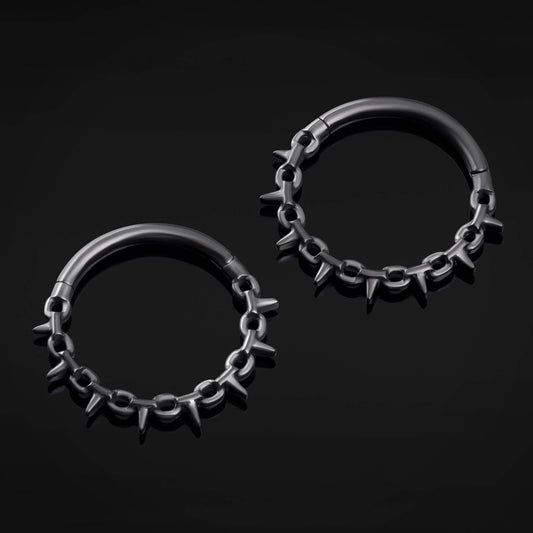 Black Spiked Chain ASTM F136 Titanium Segment Clicker Septum Nose Ring