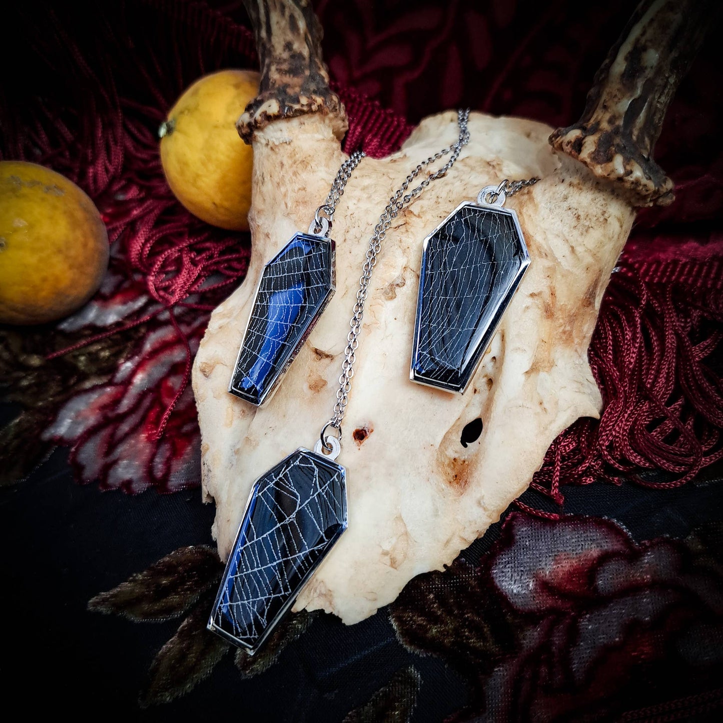 Real Spiderweb Coffins Silver (Necklace)