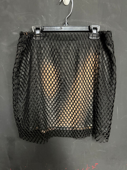 Fashion Nova black fishnet mesh skirt- XL