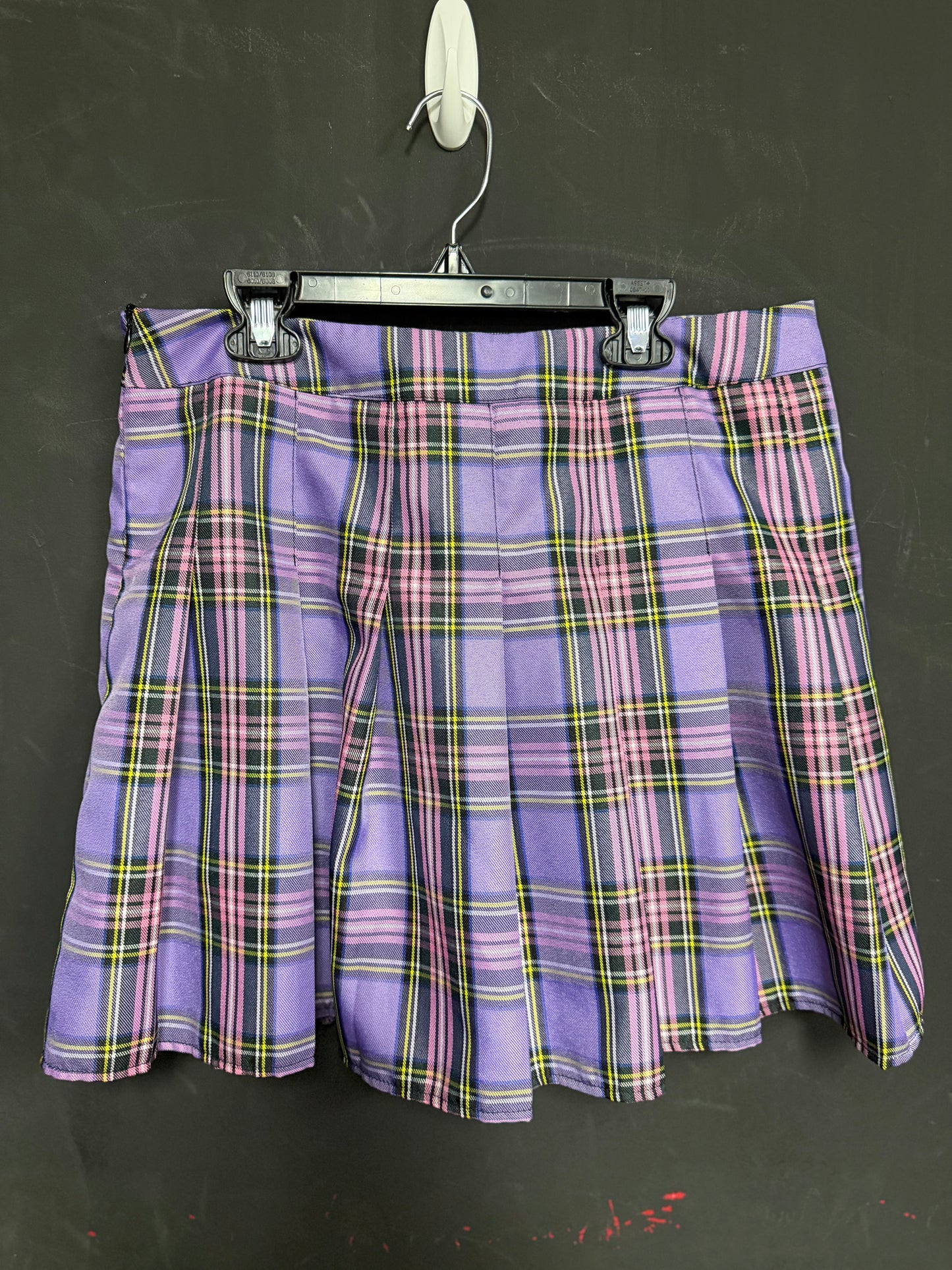 Purple/Pink Pastel Goth Plaid Pleated Skirt-2x
