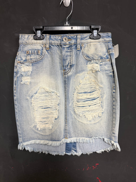 Vanilla Star Y2K Light Wash Distressed Skirt-Size 3/4