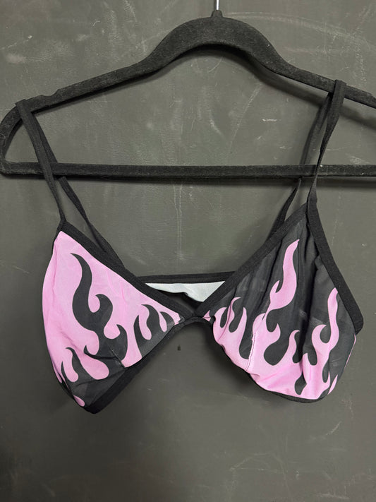 Pink & Black Flame Sheer Bra Top- Size M/L?