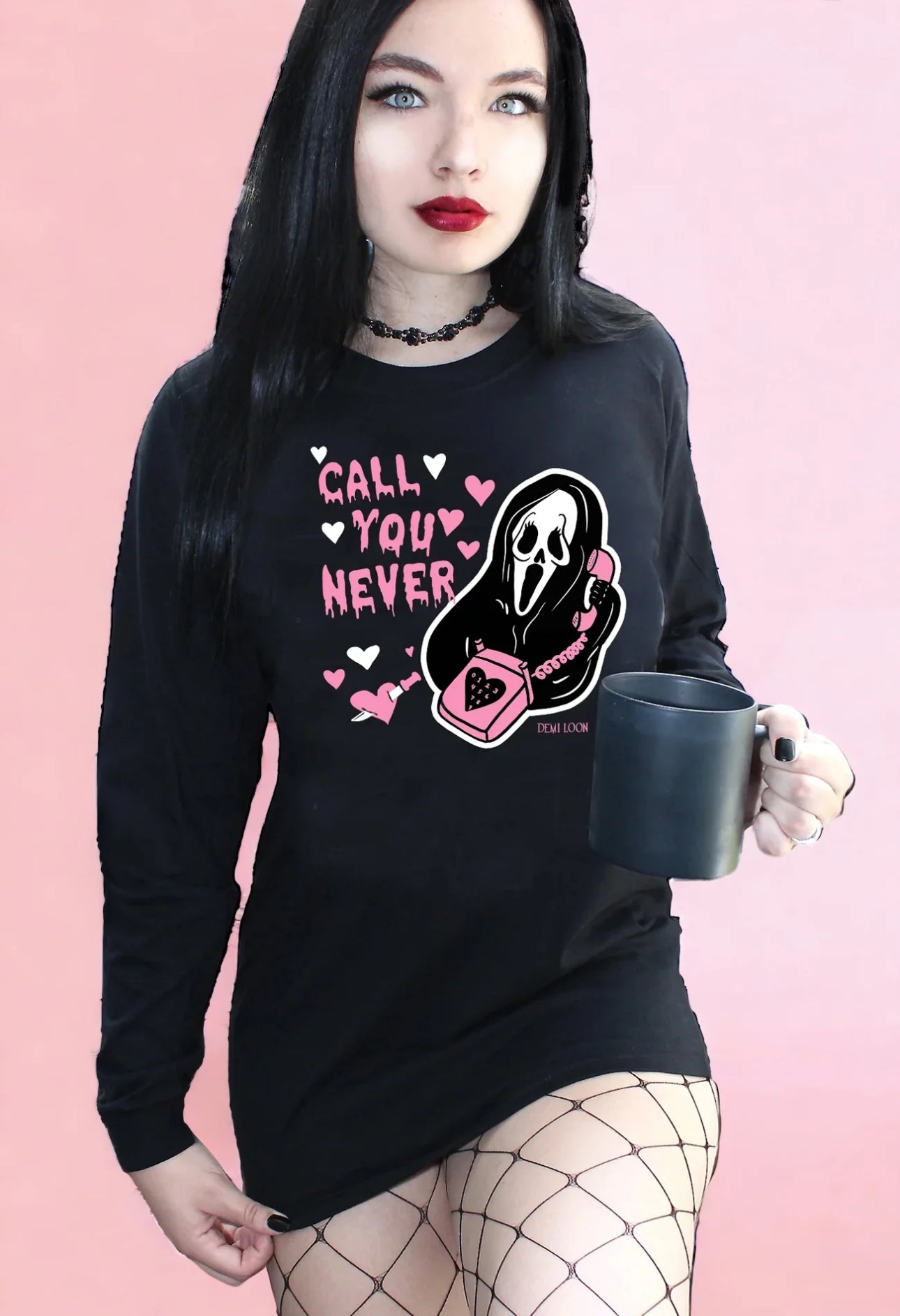 CALL YOU NEVER GHOST FACE BOYFRIEND LONG SLEEVE TEE