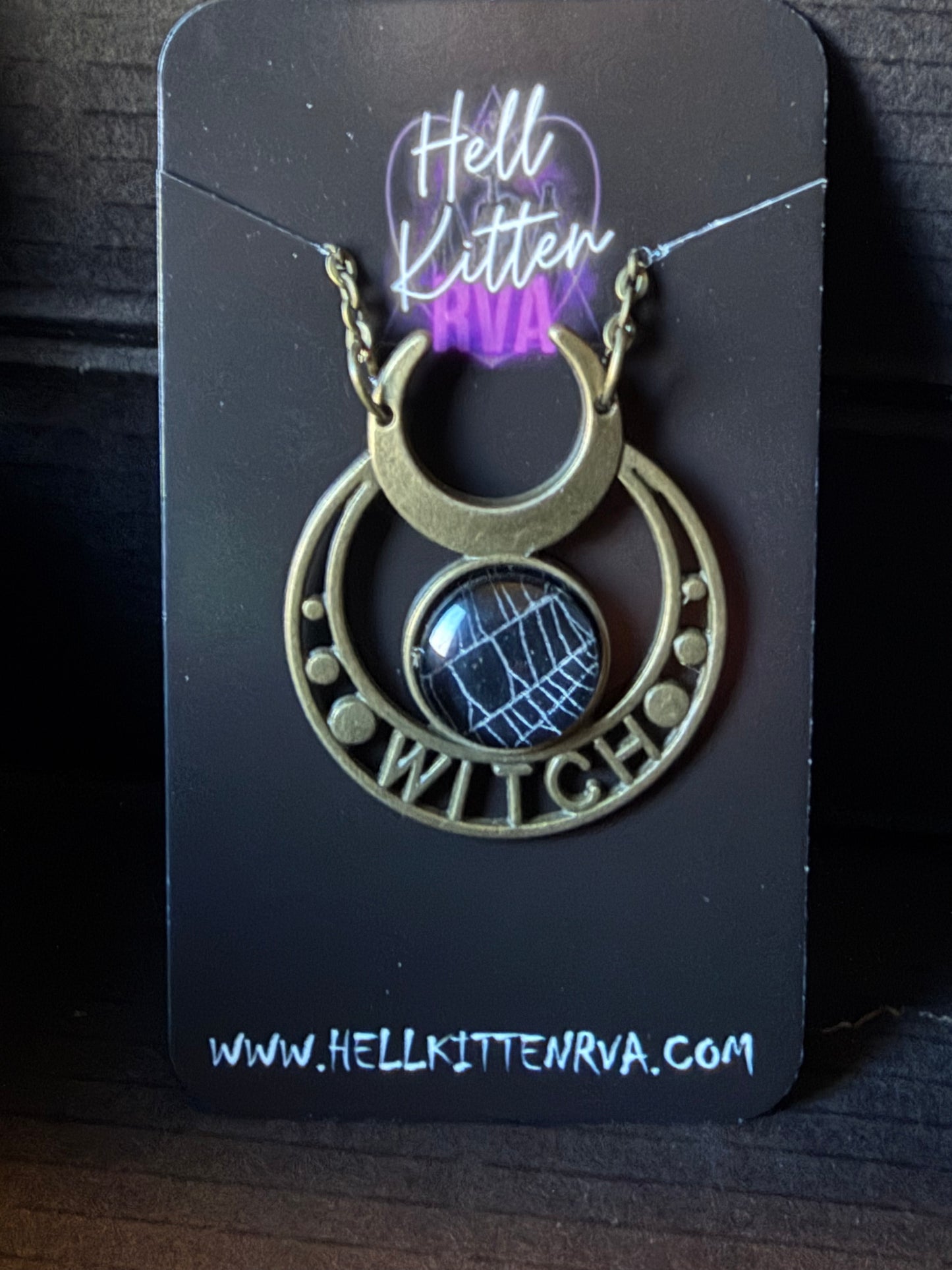 Real Spiderweb WITCH Cabochon in glass setting (Necklace)