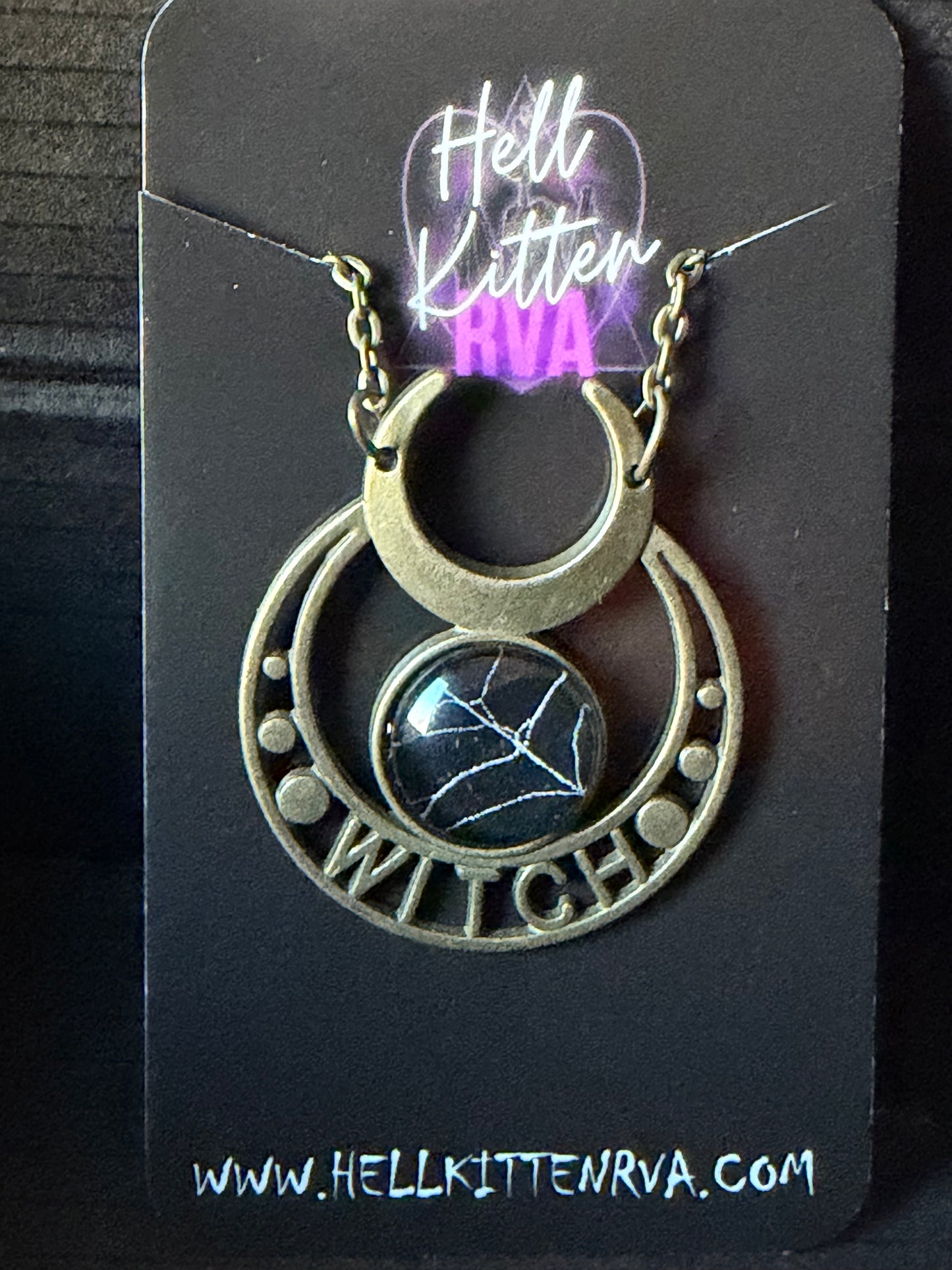 Real Spiderweb WITCH Cabochon in glass setting (Necklace)