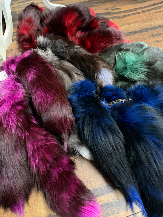Silver Fox Tails – Real with Clips Attached (Natural & Dyed Variants)
