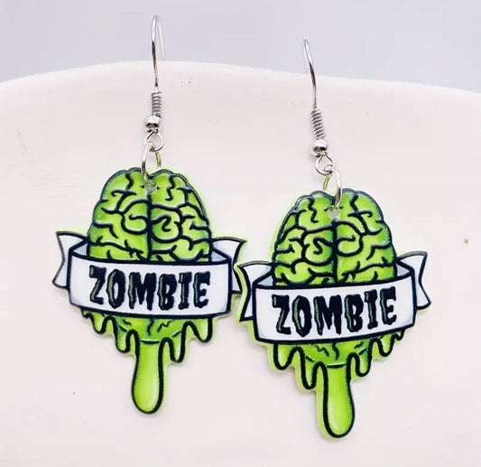Zombie Brain Acrylic Double-Sided Earrings