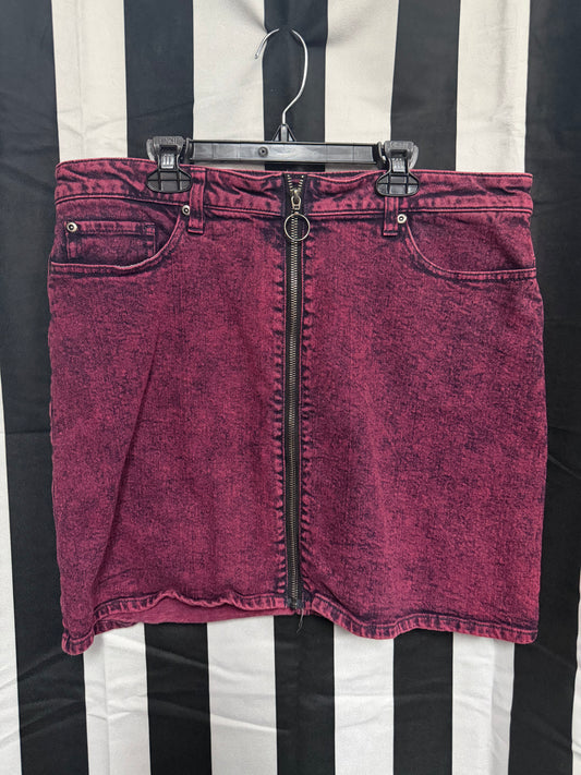 Hot Topic Acid Wash Zipper Skirt- XL