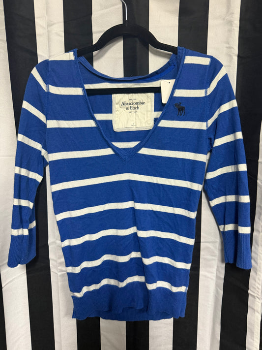 Y2K Abercrombie & Fitch Blue & White Striped- Large