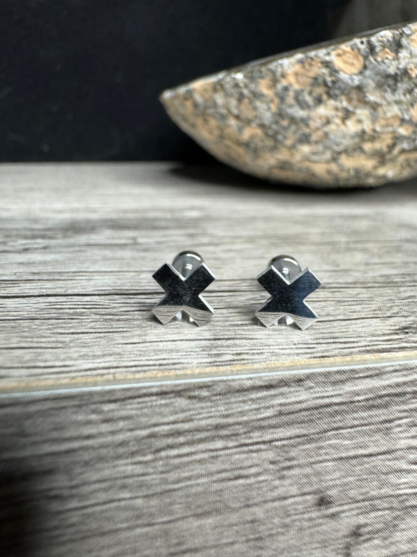 Stainless Steel "X" Stud Earrings