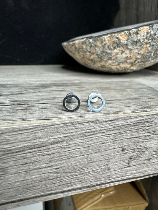 Stainless Steel Open Circle Stud Earrings