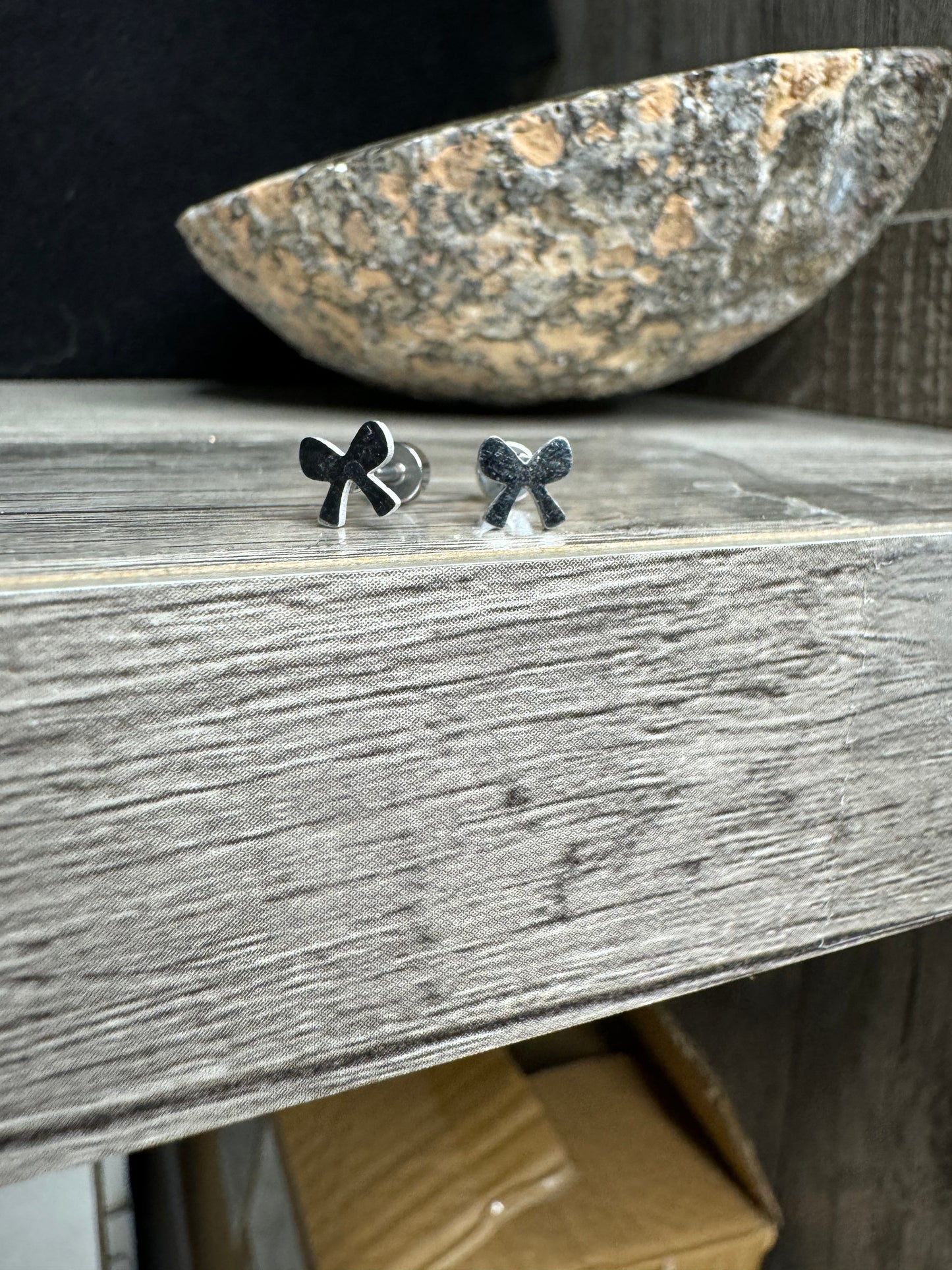 Stainless Steel Bow Stud Earrings