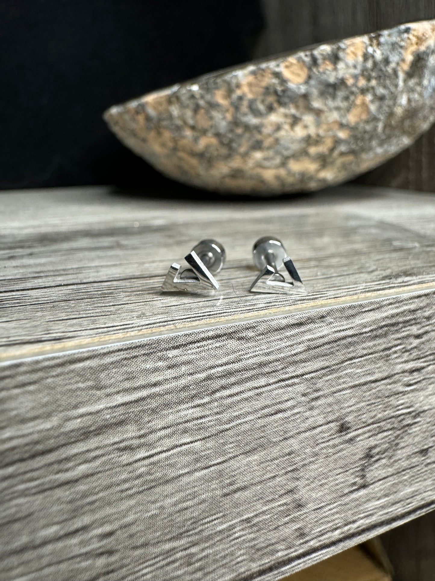 Stainless Steel Broken Triangle Stud Earrings