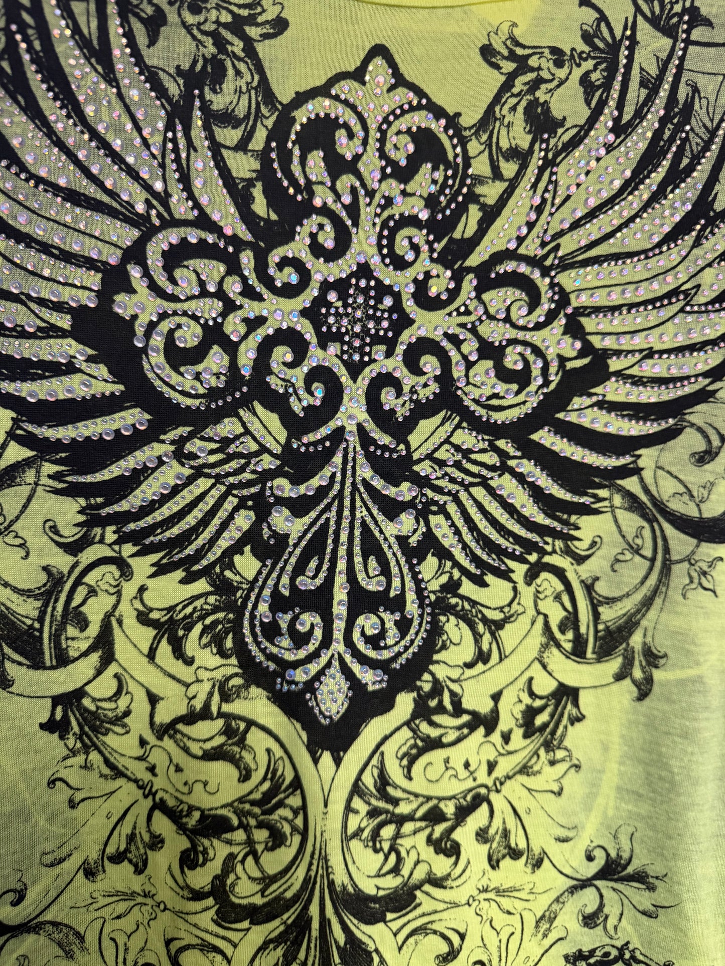Y2K Vocal Neon Yellow Bling Tee- Size Small