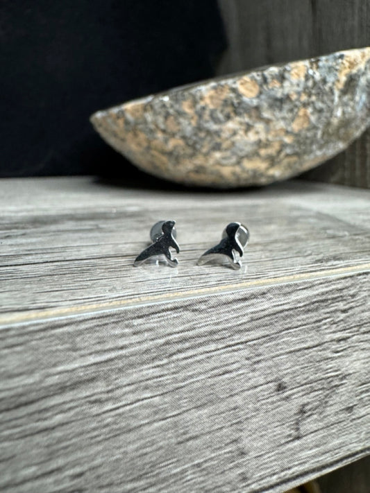 Stainless Steel Dinosaur Stud Earrings