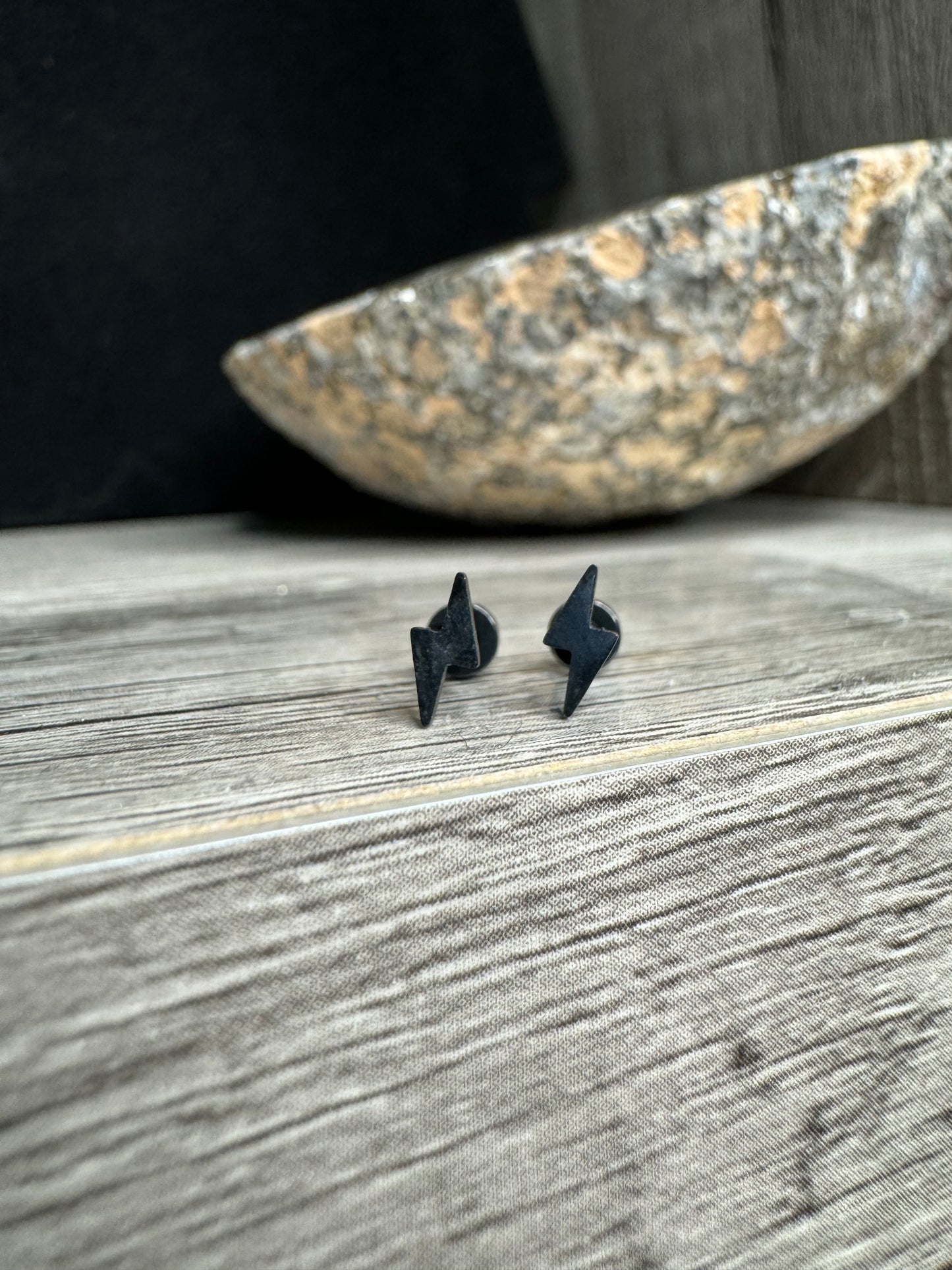 Stainless Steel Lightning Bolt Stud Earrings