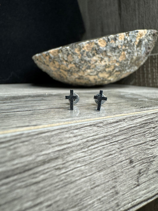 Stainless Steel Cross Stud Earrings