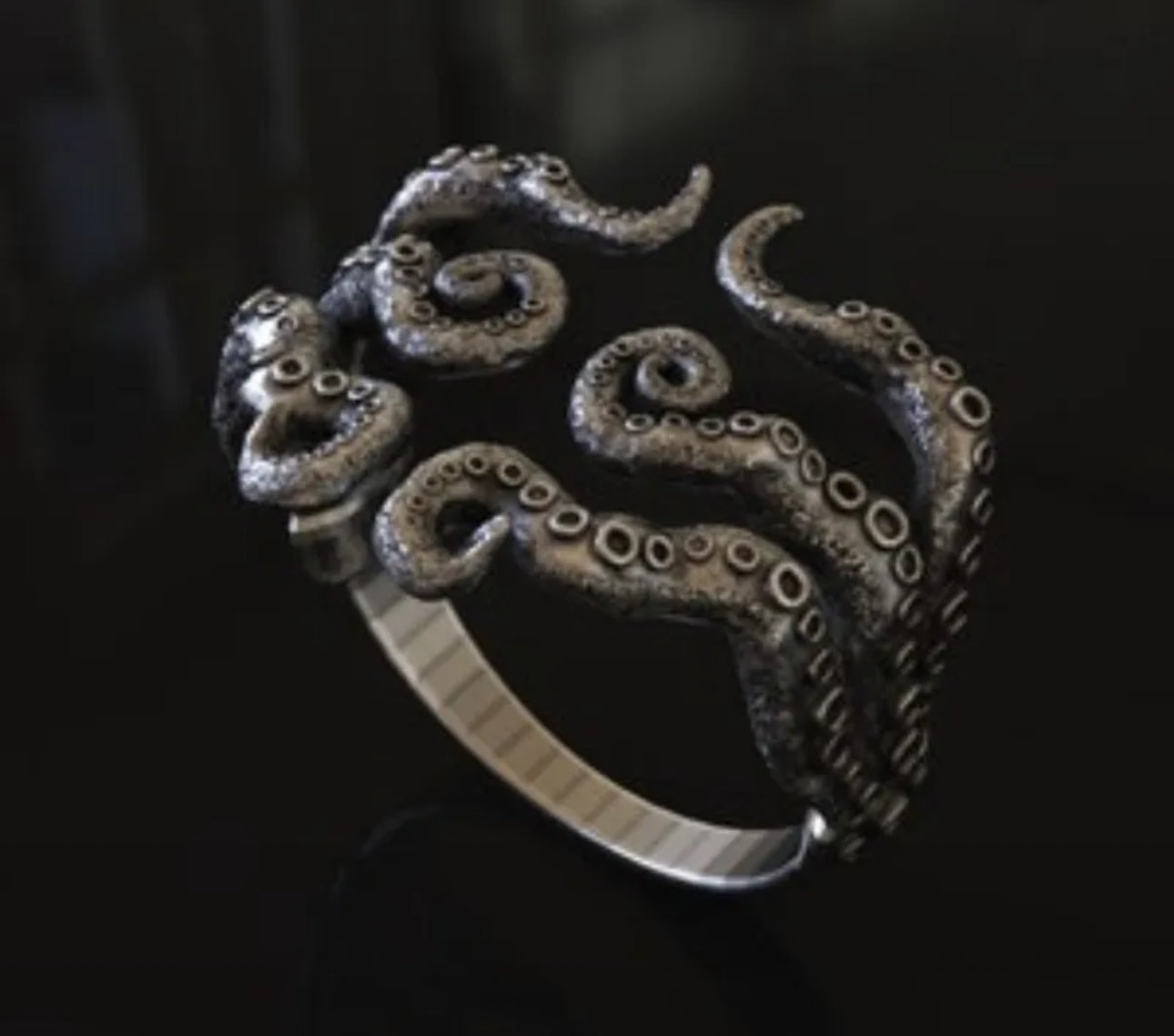 Gothic Octopus Adjustable Ring