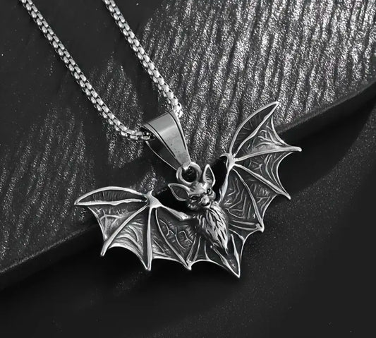 Stainless Steel Bat Pendant Necklace