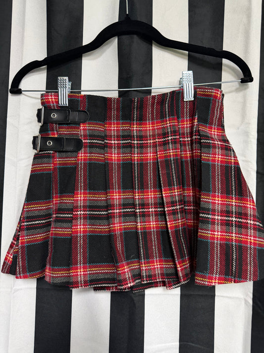 Forever 21 Girls Plaid & Buckle Skirt- Size Small