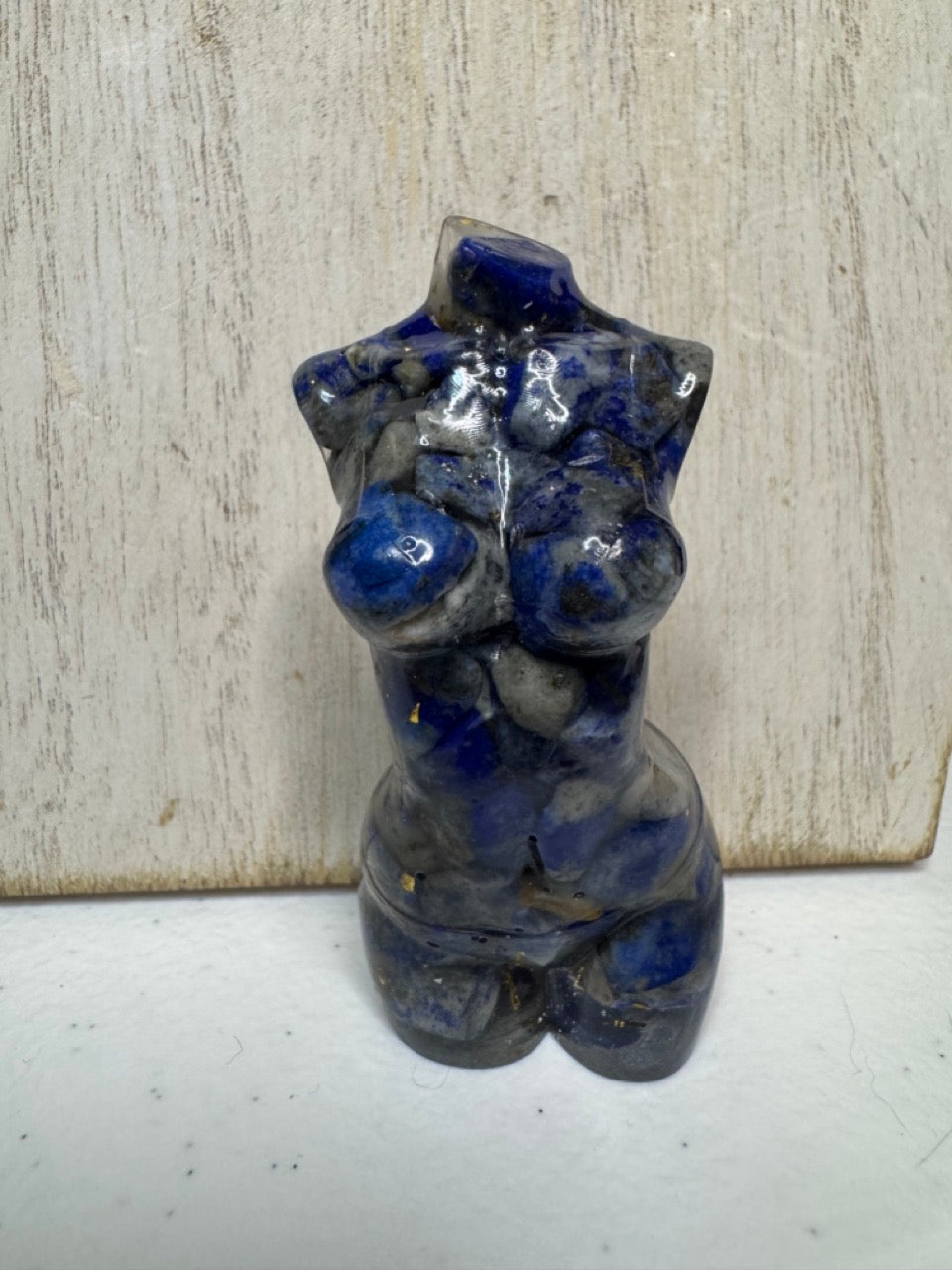 2.75" Resin-cast Natural Stone Female Torso — Lapis Lazuli