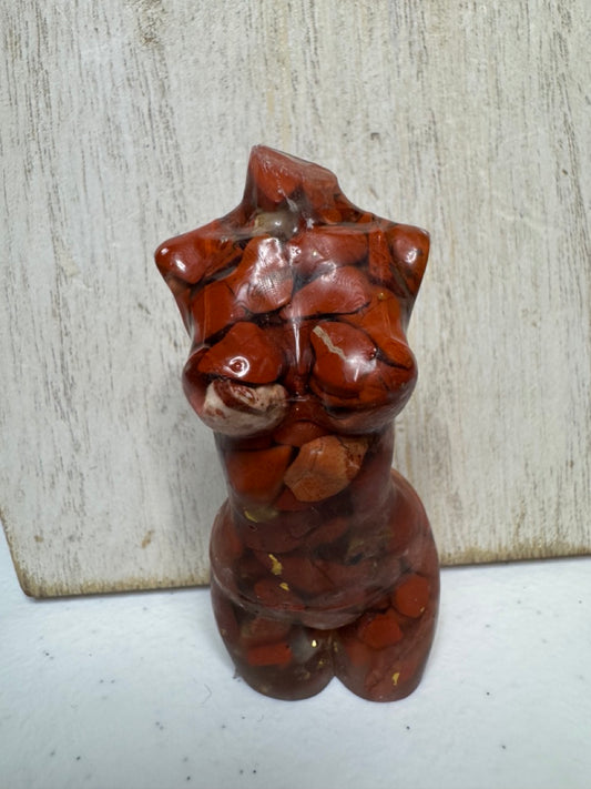 2.75" Resin-cast Natural Stone Female Torso — Red Jasper