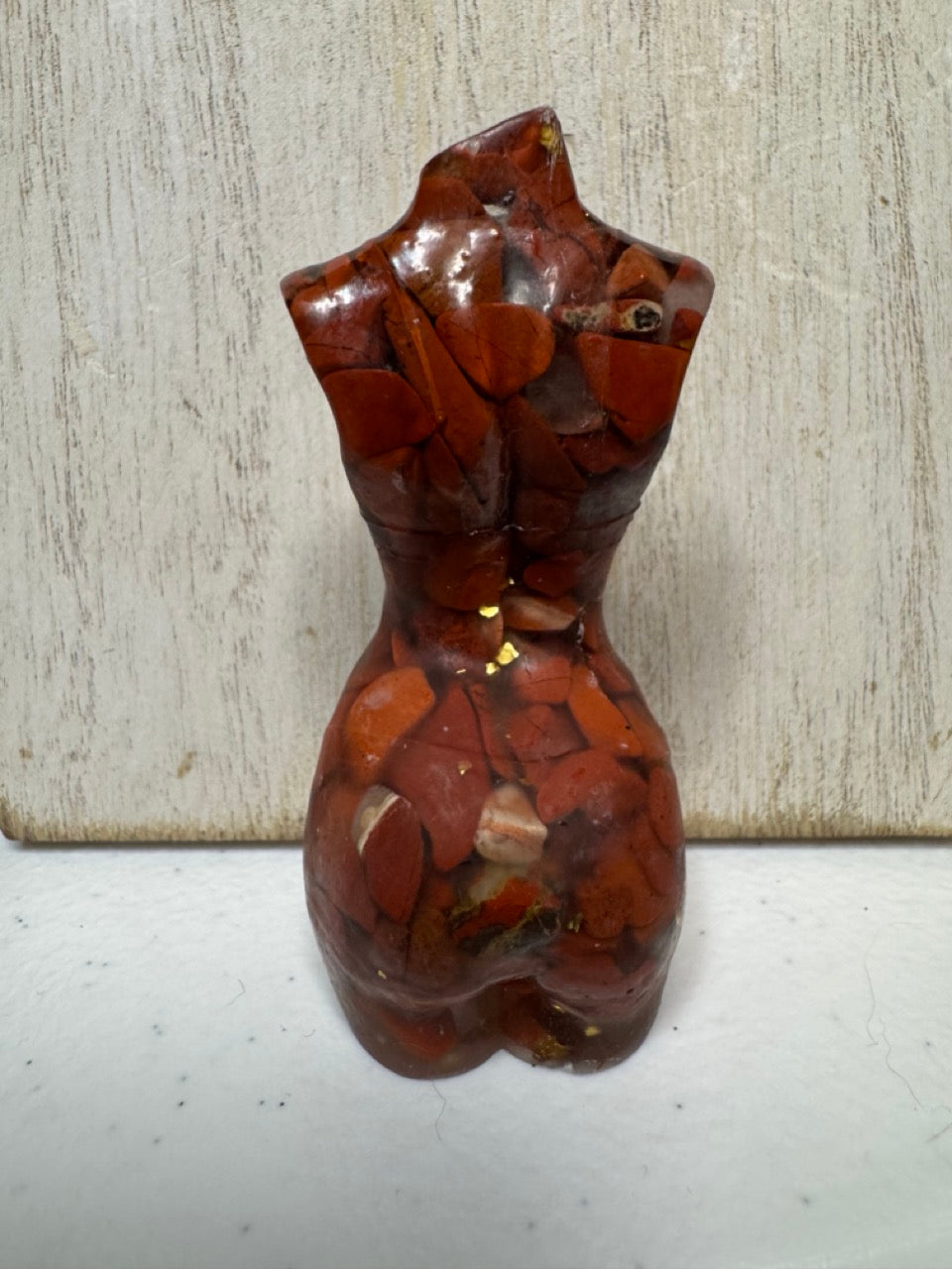 2.75" Resin-cast Natural Stone Female Torso — Red Jasper