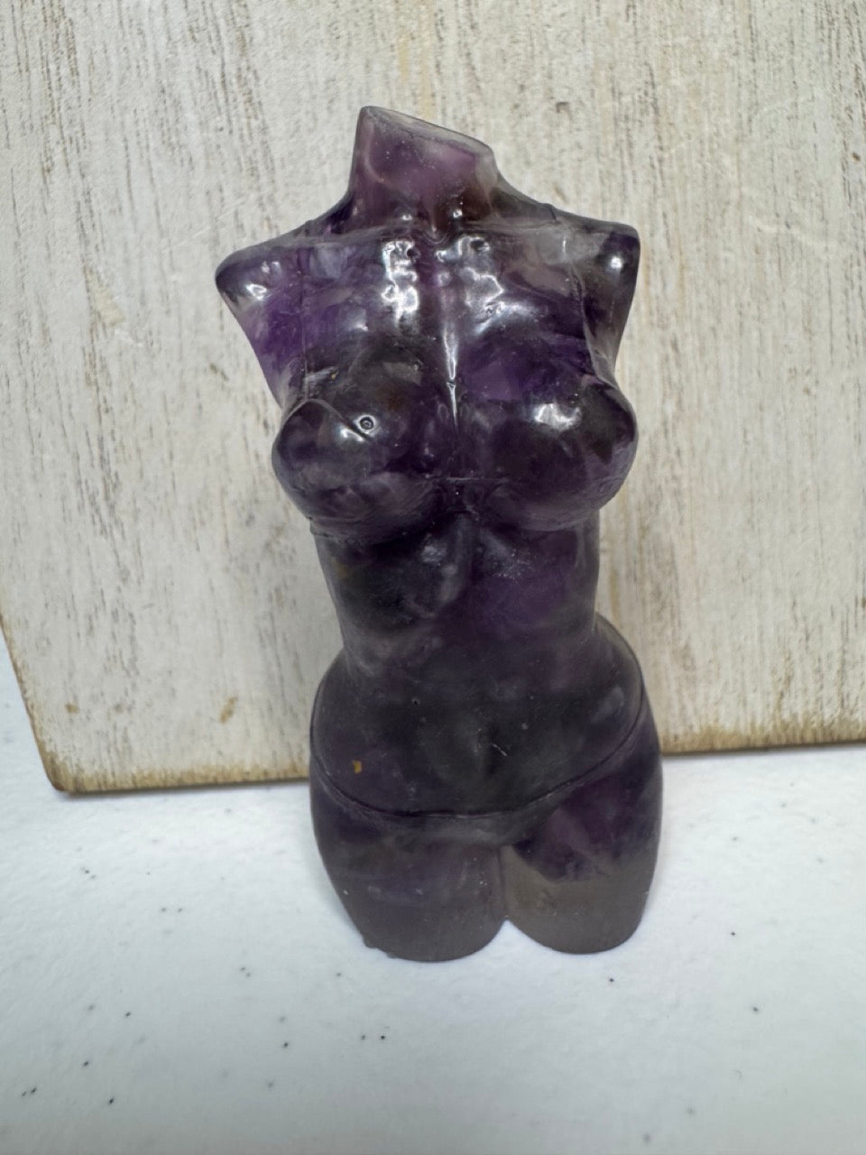 2.75" Resin-cast Natural Stone Female Torso — Amethyst