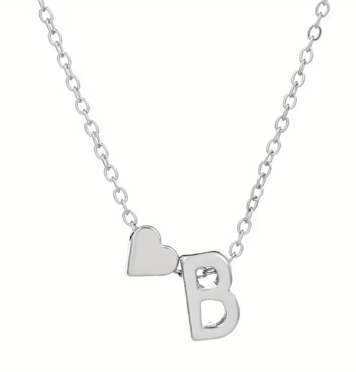 Silver Initial / Heart Necklace