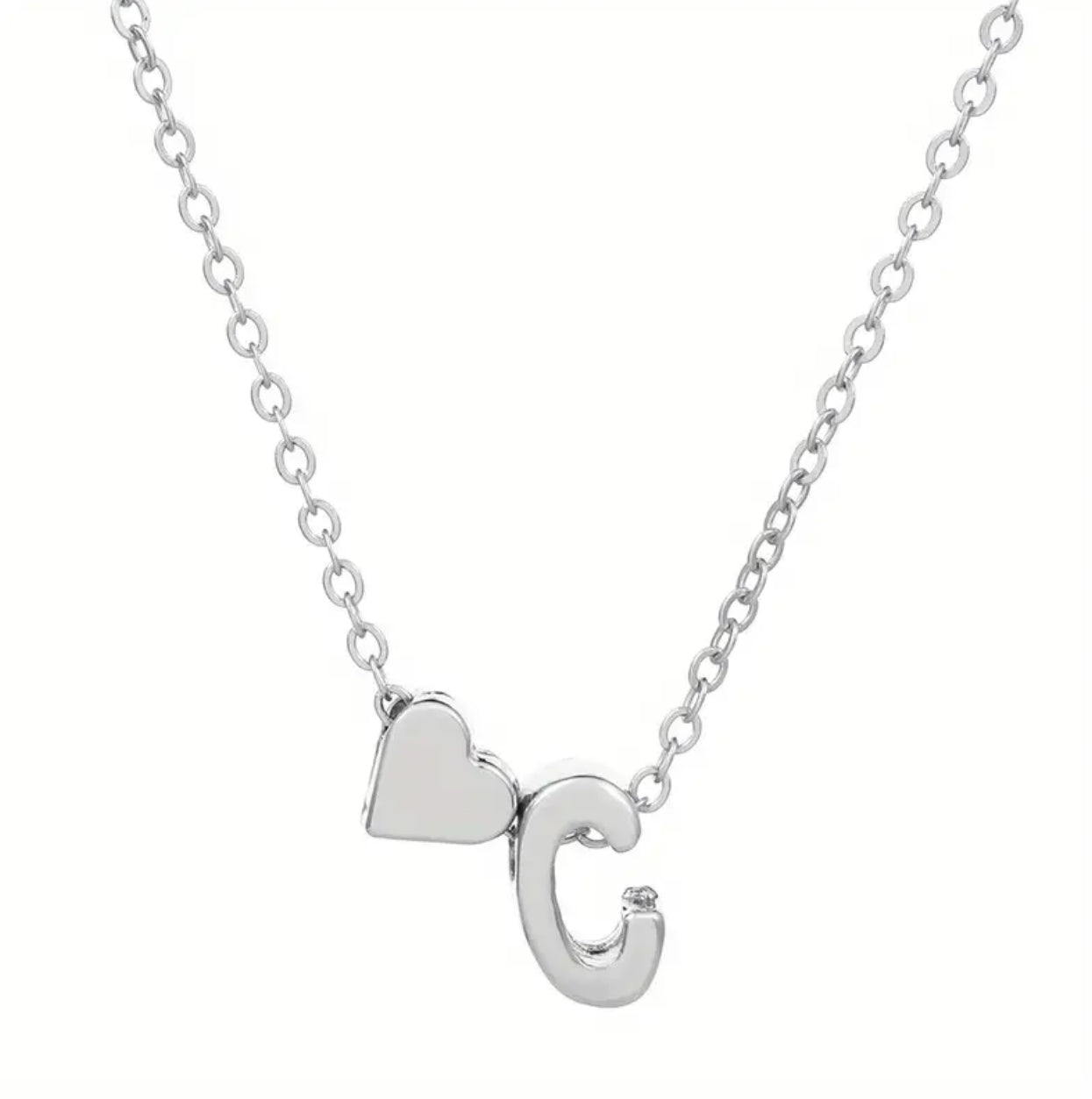 Silver Initial / Heart Necklace