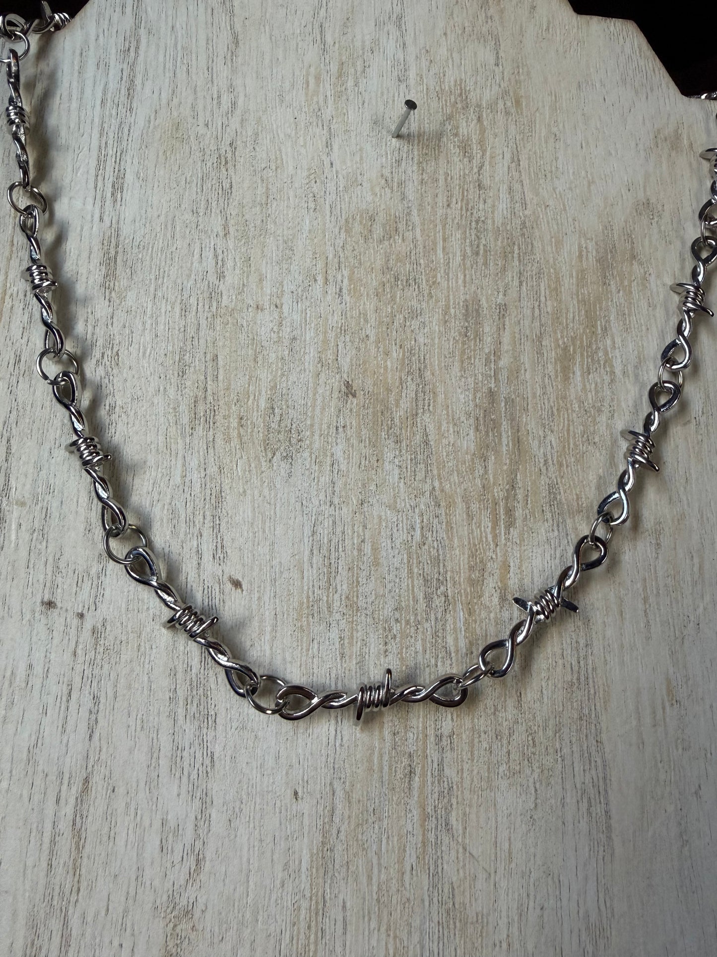 Silver Barbed Wire Necklace