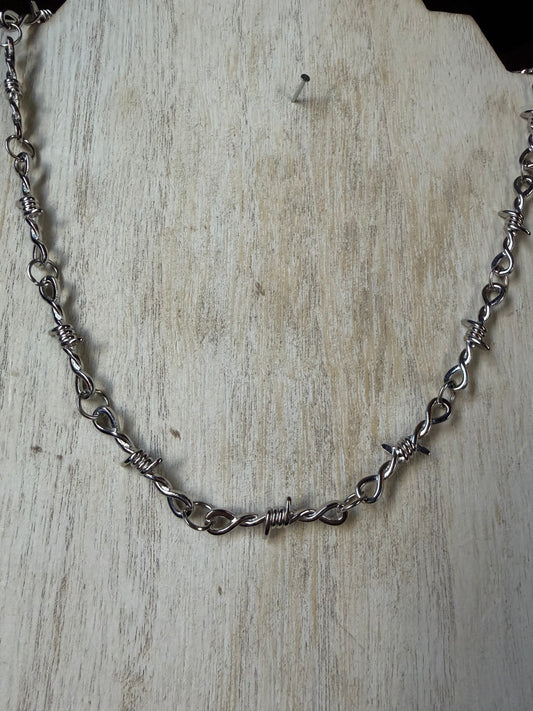 Silver Barbed Wire Necklace