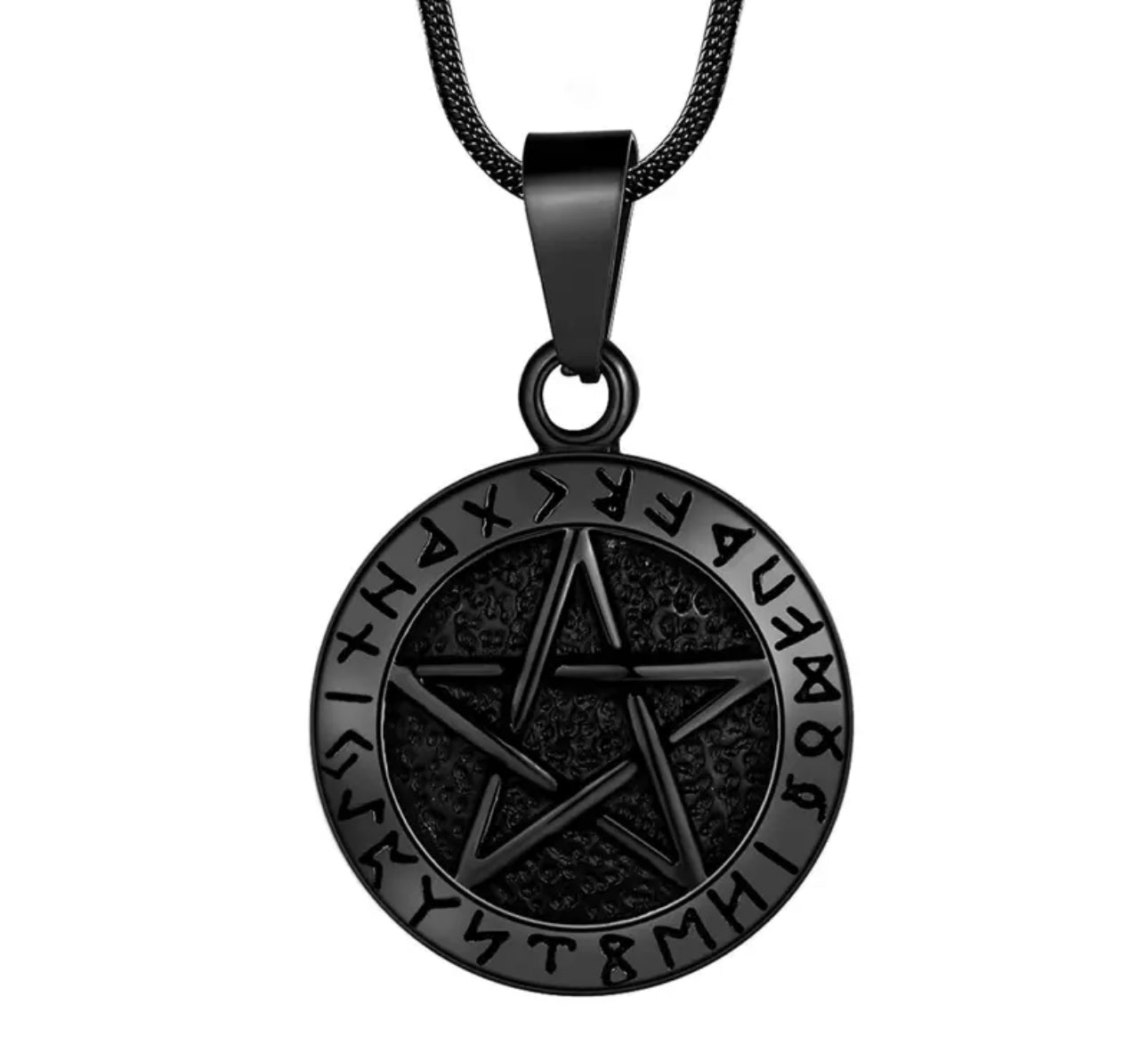 Stainless Steel Pagan Magical Star Necklace — Gunmetal Plated