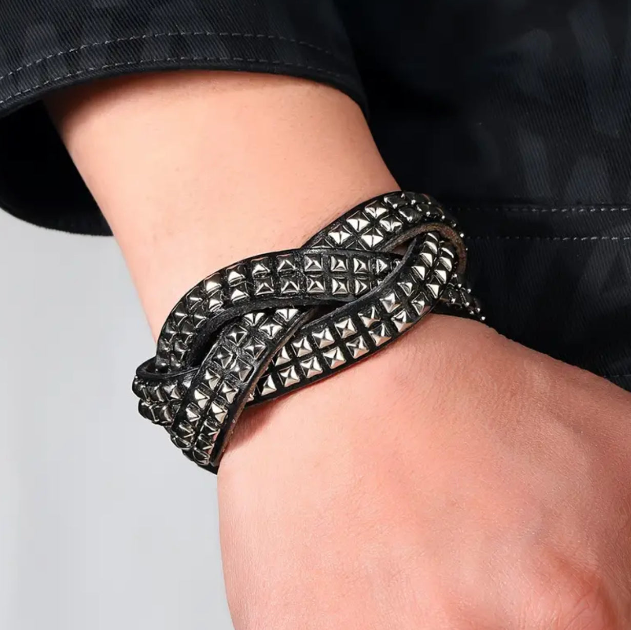 Punk Rock Studded Leather Snap Bracelet