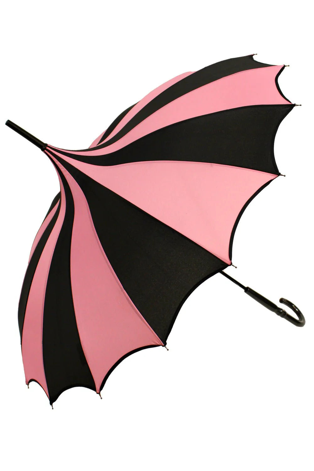 Batwing Pagoda Umbrella [BLACK/BABY PINK STRIPED]