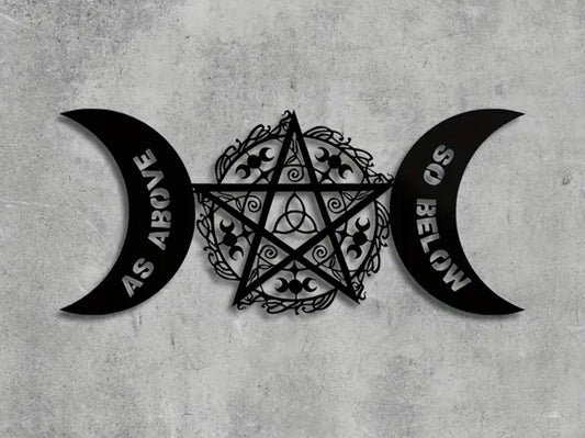 Metal As Above So Below Pentagram Wall Decor